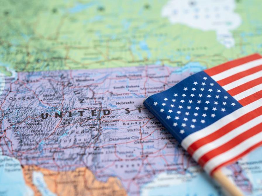 Amerikansk kort og flag